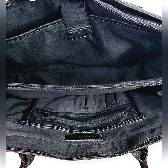 Liz Claiborne Black Laptop Bag Briefcasw with Structured Pebbled Design - Picture 12 of 16